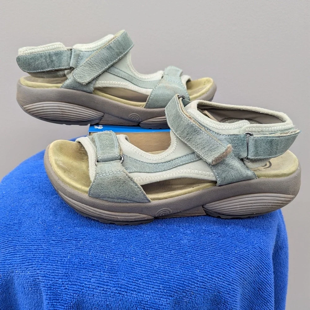 Mephisto Sandals Womens EU39 Slingback Light Blue Leather Causal Stretch Walkers - Picture 5 of 7